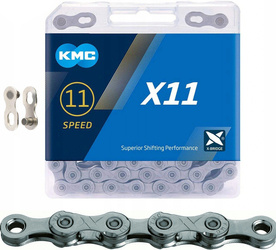 Łańcuch KMC X11 GREY 118 ogniw + spinka szary