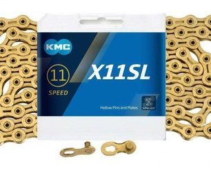 Łańcuch KMC X11SL Ti-N Złoty 11rz 118L + spinka BOX