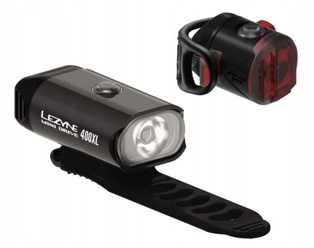 Zestaw lamp LEZYNE MINI DRIVE 400XL USB przód + FEMTO DRIVE 5LM USB tył czarna